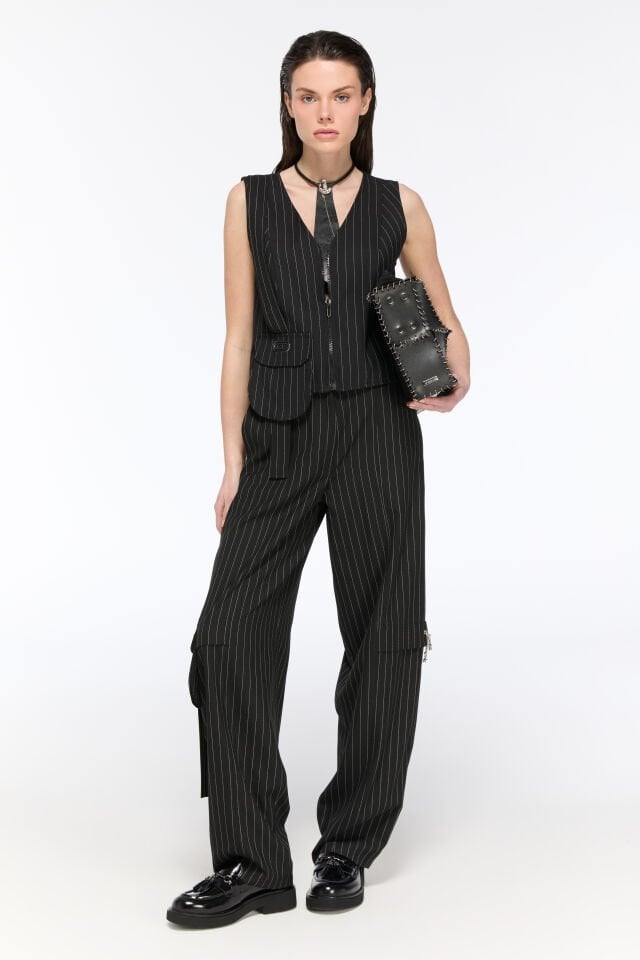 Axis Çizgili  Palazzo Pantolon (siyah)