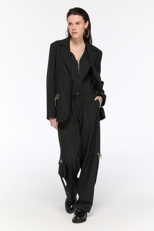 Axis Çizgili Blazer Ceket (siyah)