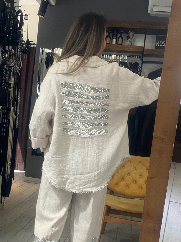Pullu Keten Takım (bej)