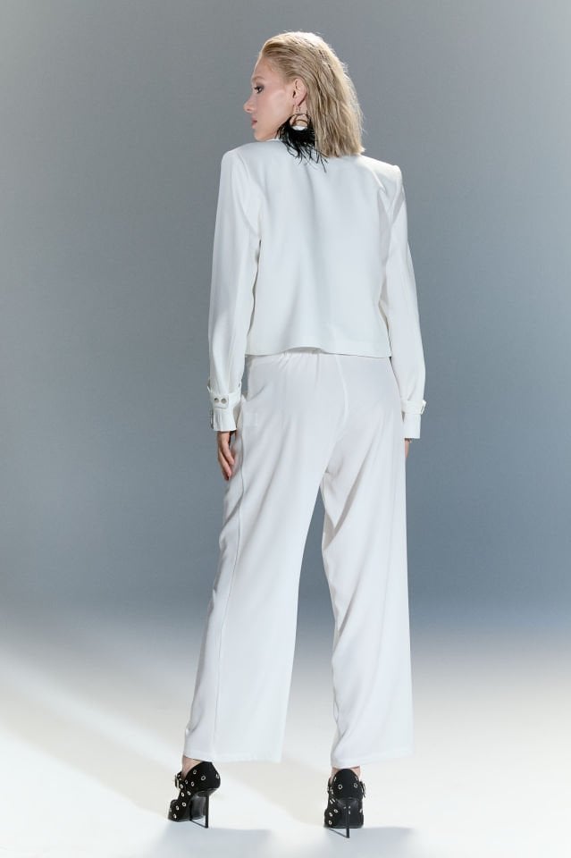 Vivien Fermuar Detaylı Blazer Ceket (beyaz)