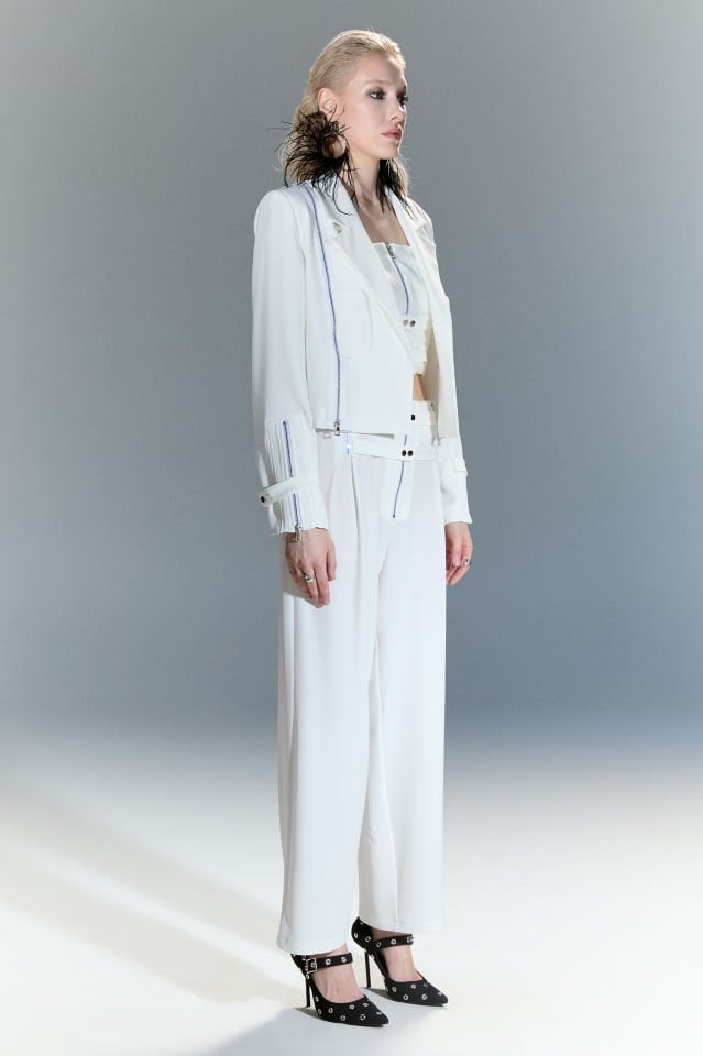 Vivien Fermuar Detaylı Blazer Ceket (beyaz)