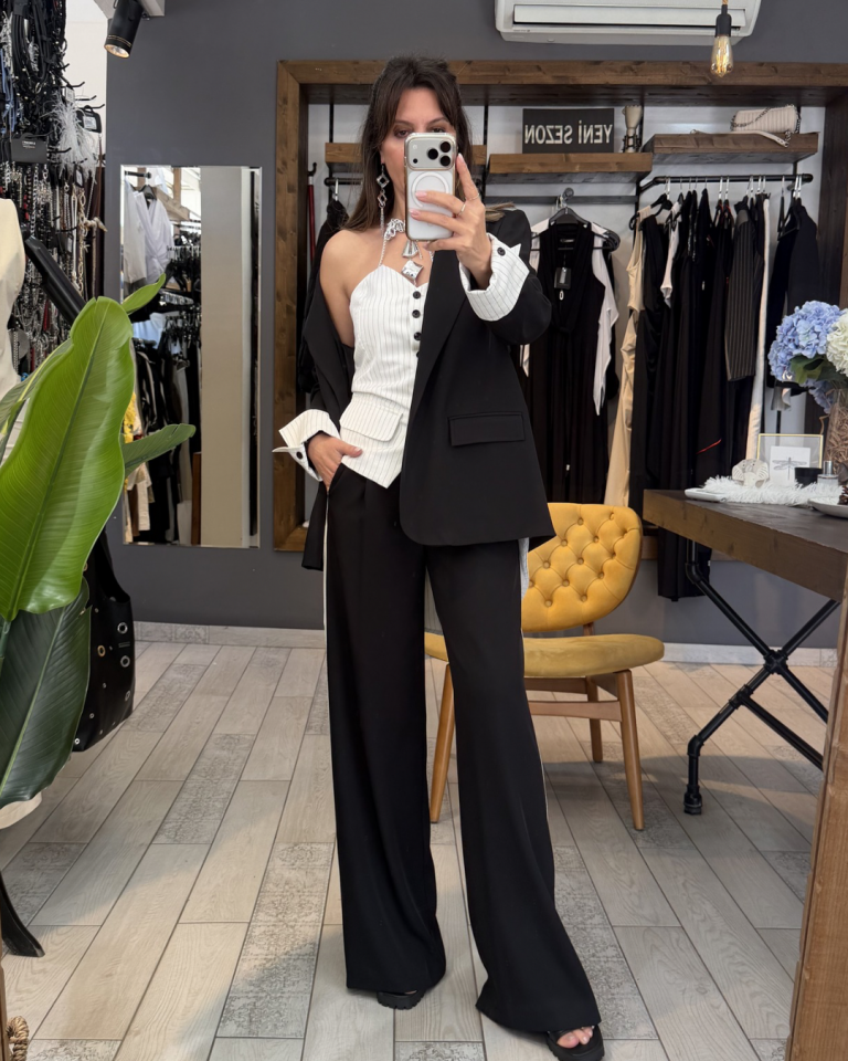 Valen Arkası Gömlek Detaylı Blazer (siyah)