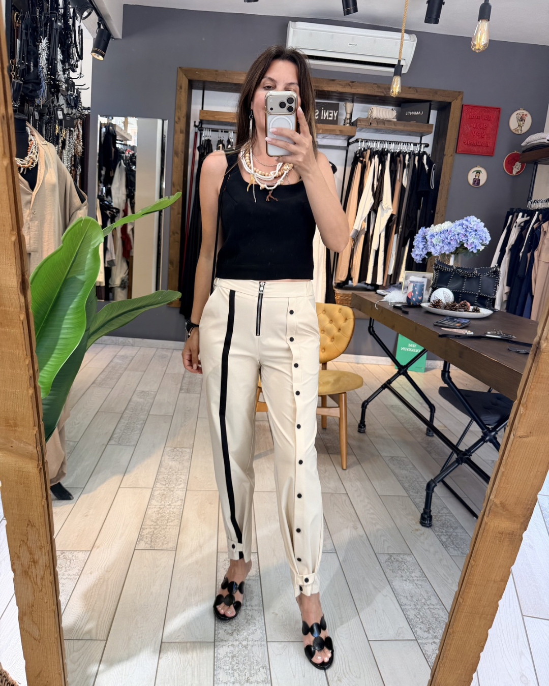Pulma Çıtçıtlı Pantolon (bej)