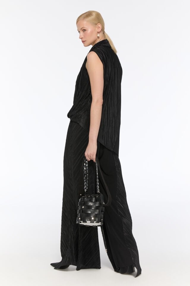 Forme Piliseli Bluz (siyah)