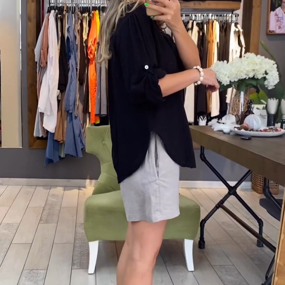 Müslin Gömlek Uzun Kol (siyah)