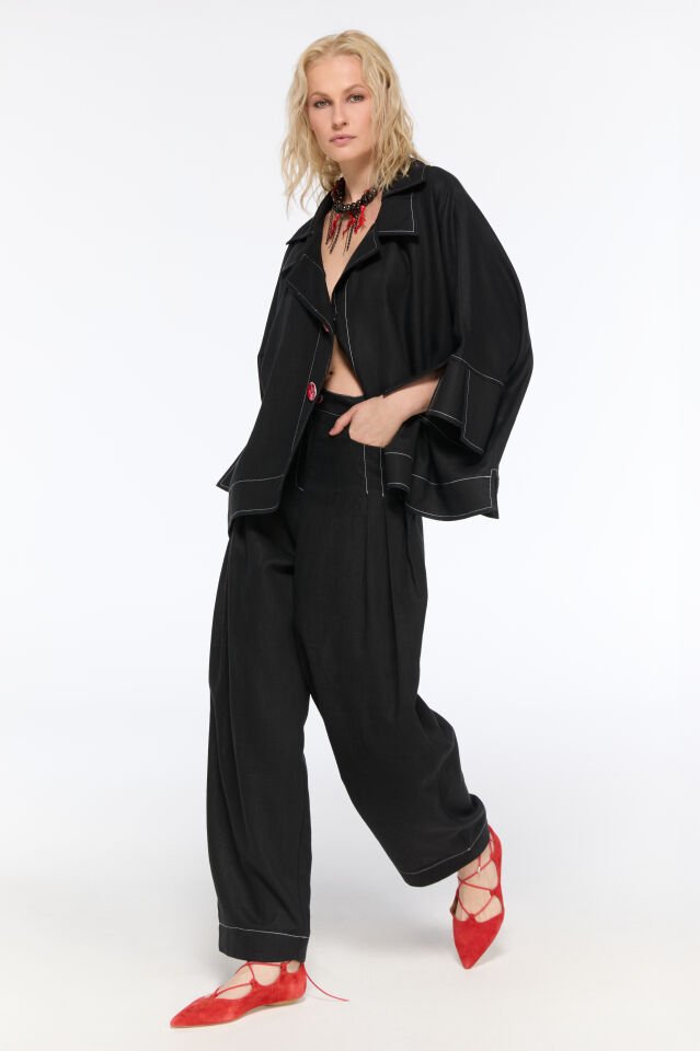 Talia Keten Pantolon (Siyah)