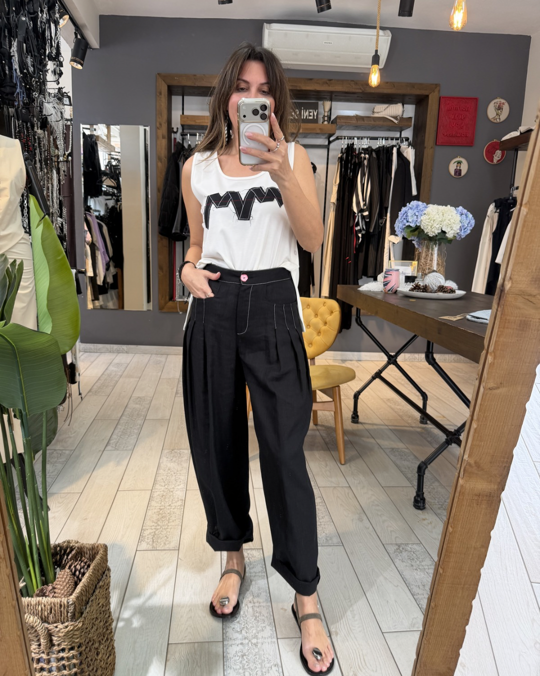 Talia Keten Pantolon (Siyah)