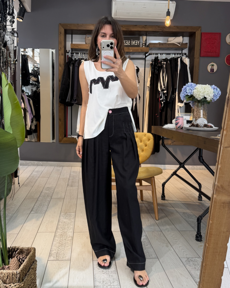 Talia Keten Pantolon (Siyah)