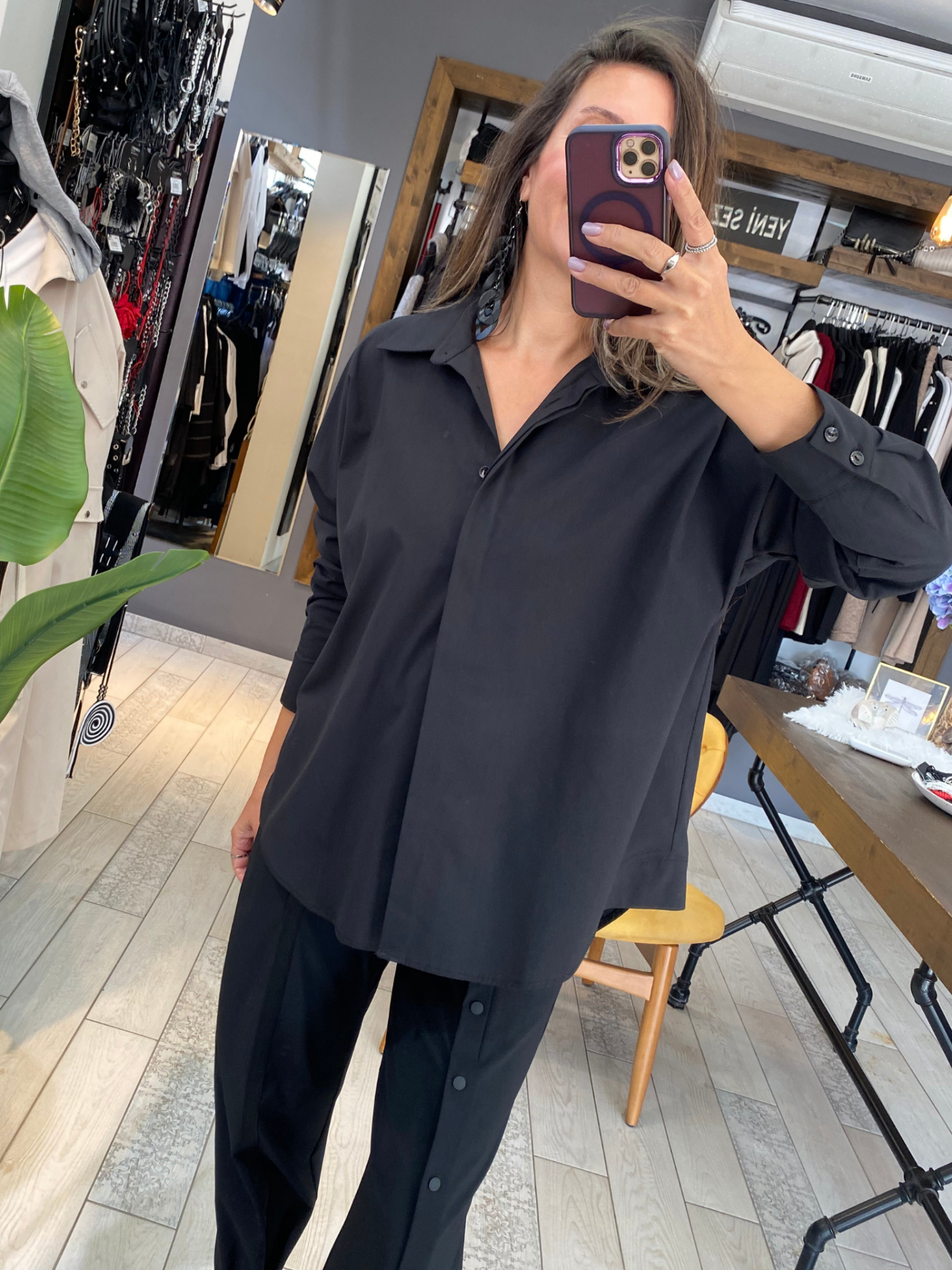 Travis File Detaylı Gömlek (siyah)