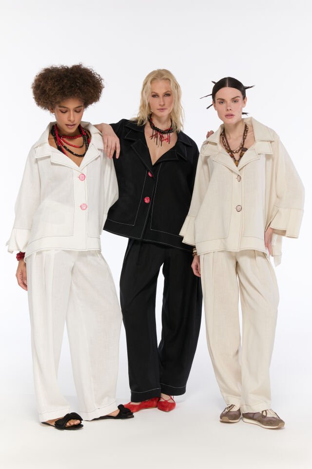 Talia Keten Gömlek / Ceket ( Siyah)