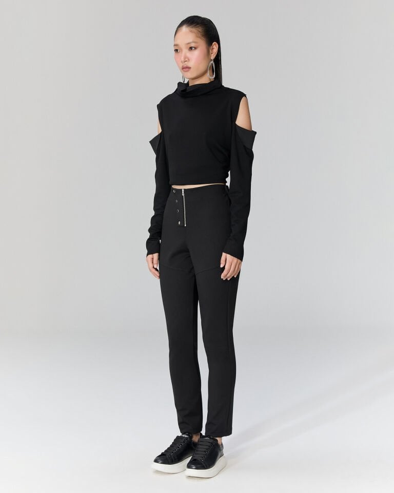 Terry Açık Omuzlu Bluz (siyah)