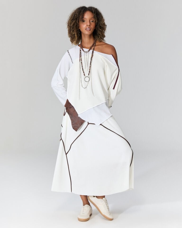 Gillan Biyeli Triko Etek (beyaz)