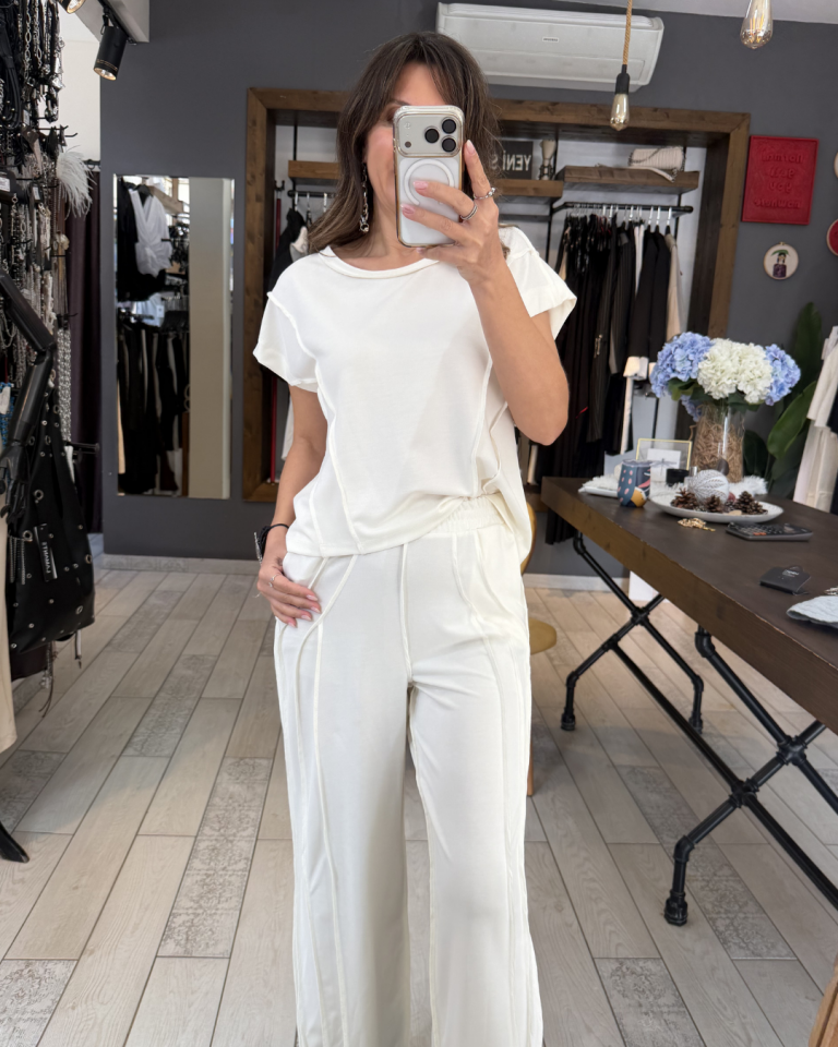 Mia Ters Dikiş Detaylı Bluz (krem)