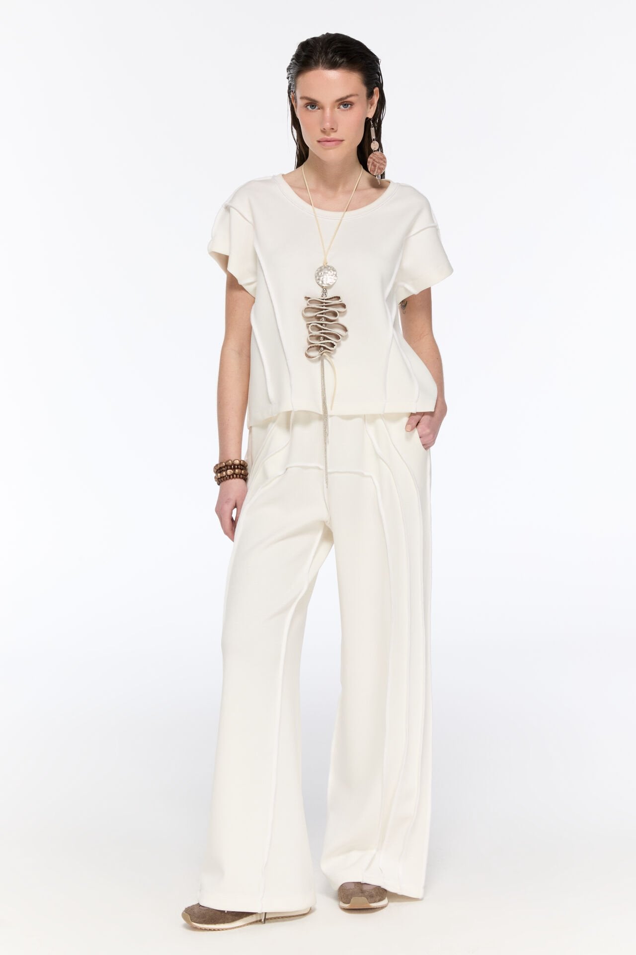 Mia Ters Dikiş Detaylı Bluz (krem)