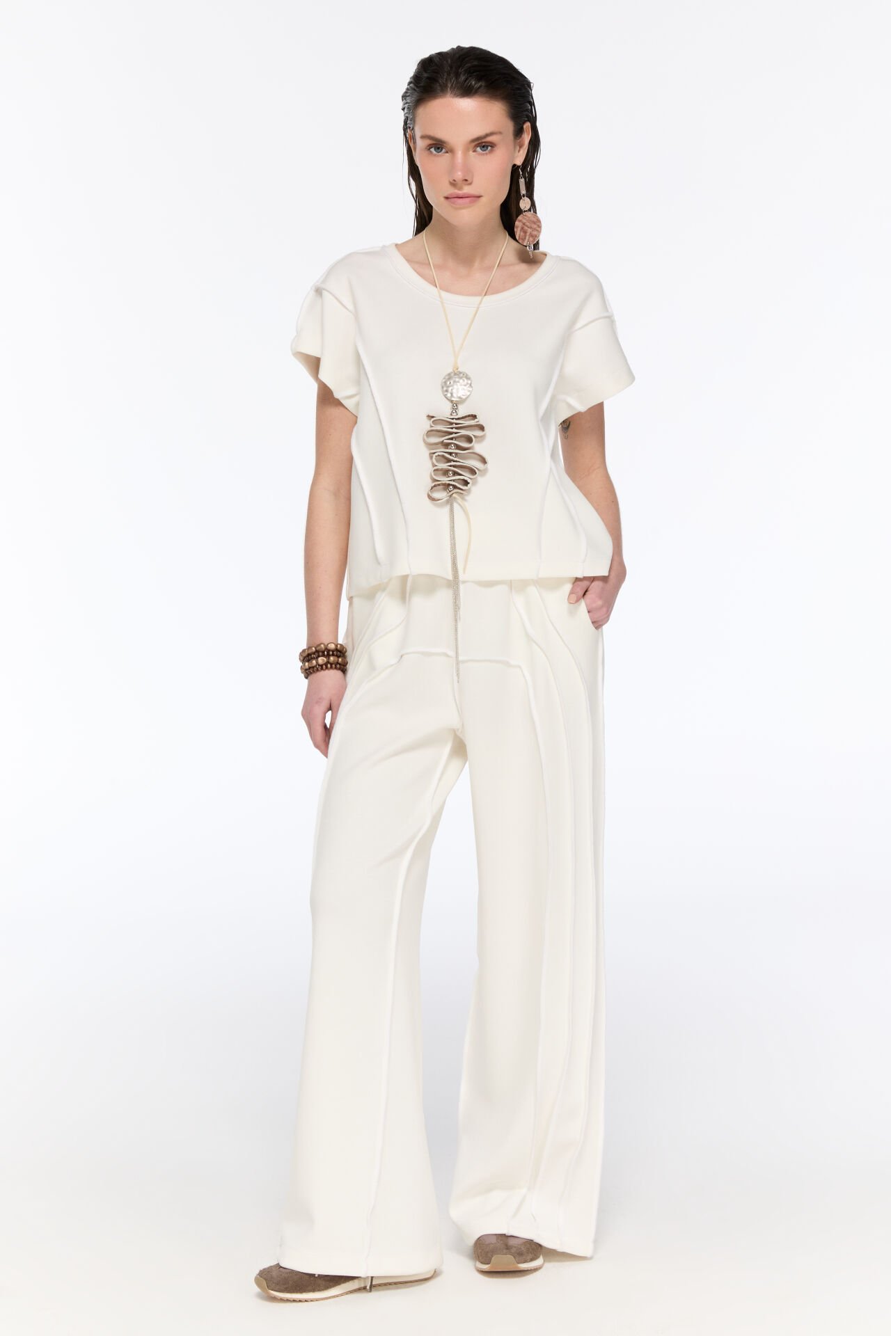 Mia Ters Dikiş Detaylı Pantolon (krem)