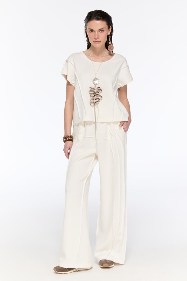 Mia Ters Dikiş Detaylı Pantolon (krem)