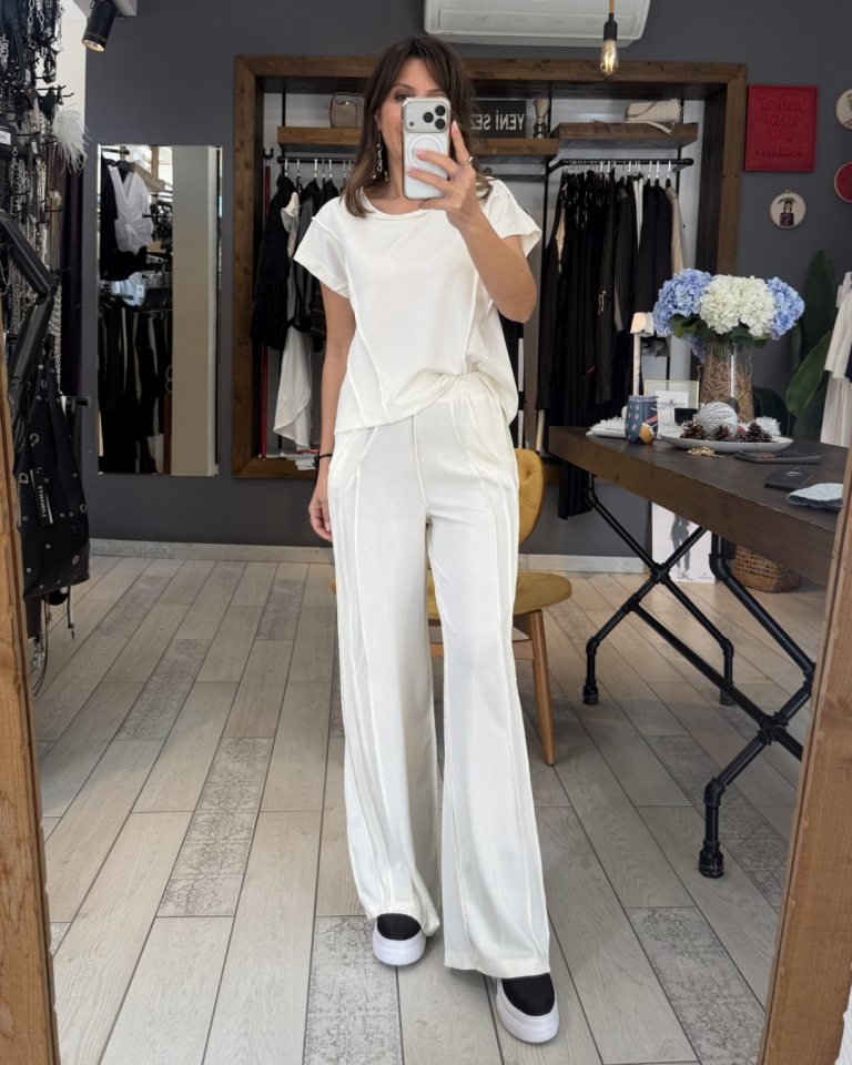 Mia Ters Dikiş Detaylı Pantolon (krem)