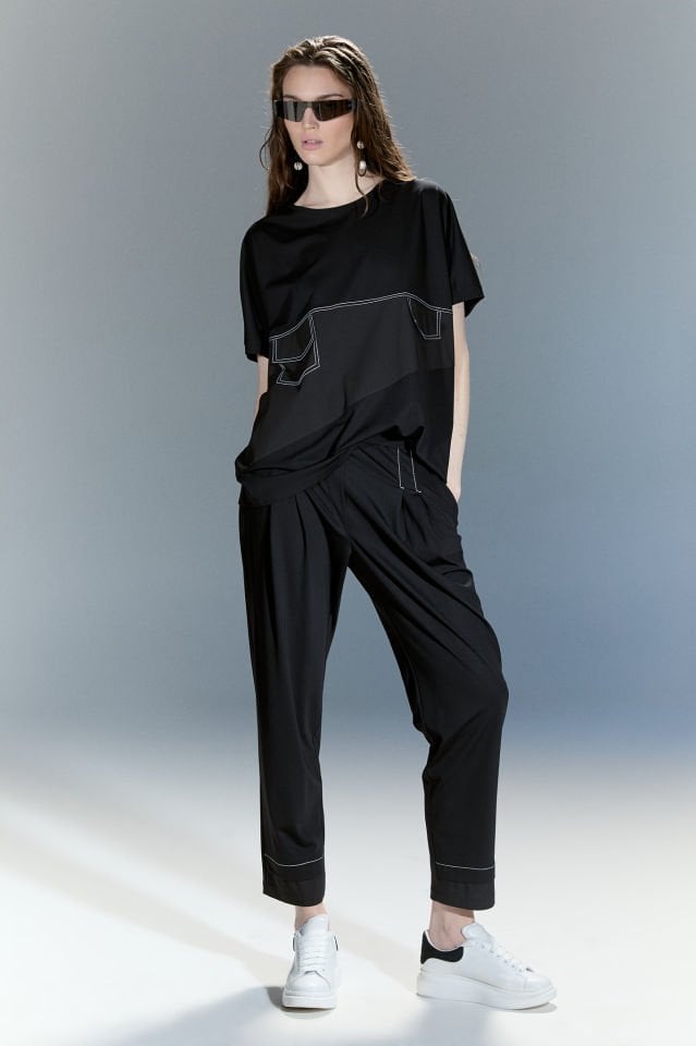 Vanessa Kontrast Dikiş ve Cep Detaylı Bluz