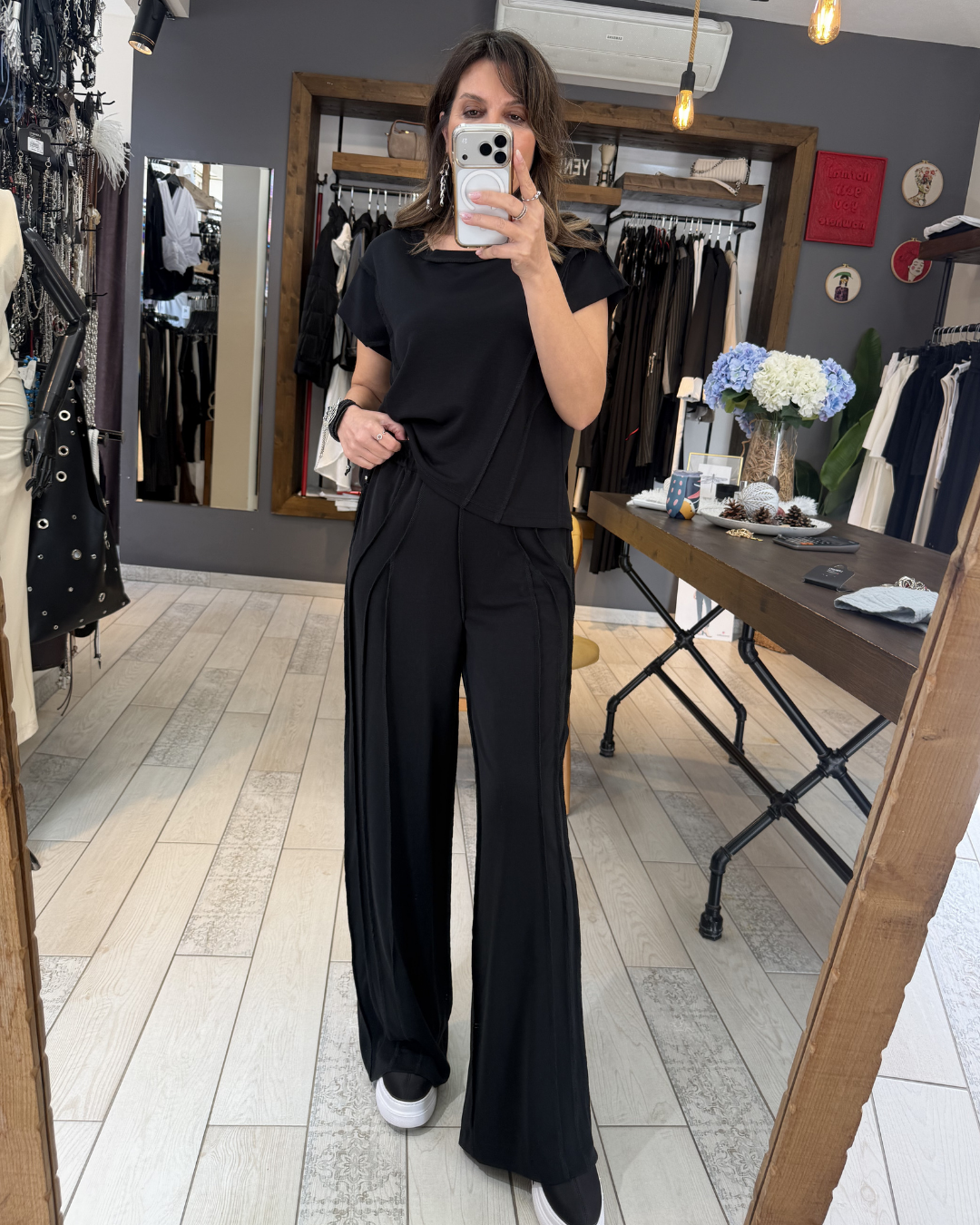 Mia Ters Dikiş Detaylı Pantolon (siyah)