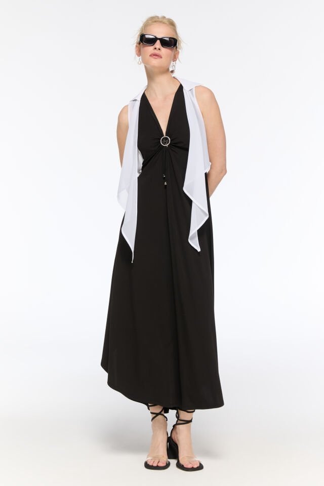 Leila Tül Yelekli Elbise