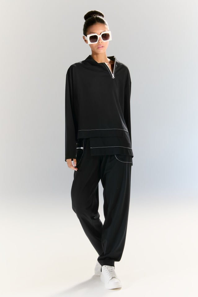 Brooke Kontrast Dikiş ve Fermuar Detaylı Pantolon