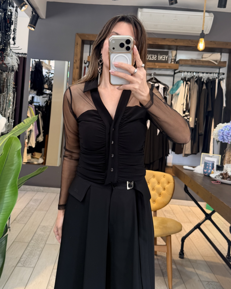 Livy Tüllü Bluz (siyah)