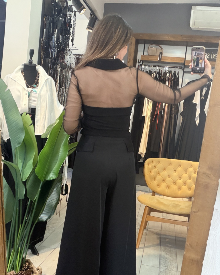 Livy Tüllü Bluz (siyah)