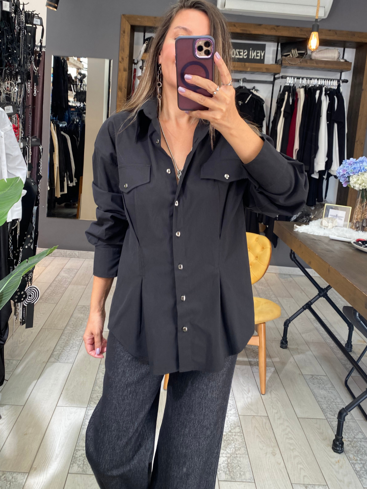 Tery Pensli Gömlek (siyah)