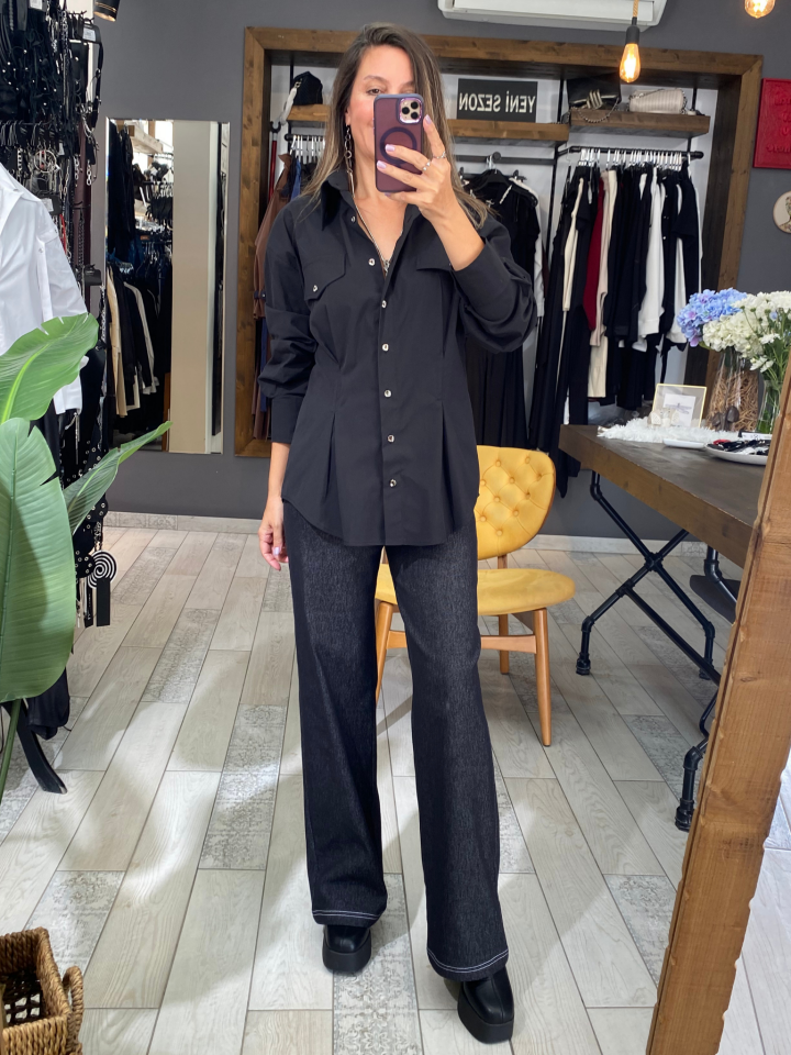 Tery Pensli Gömlek (siyah)