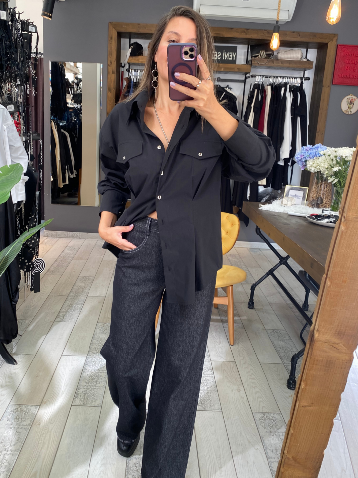 Tery Pensli Gömlek (siyah)