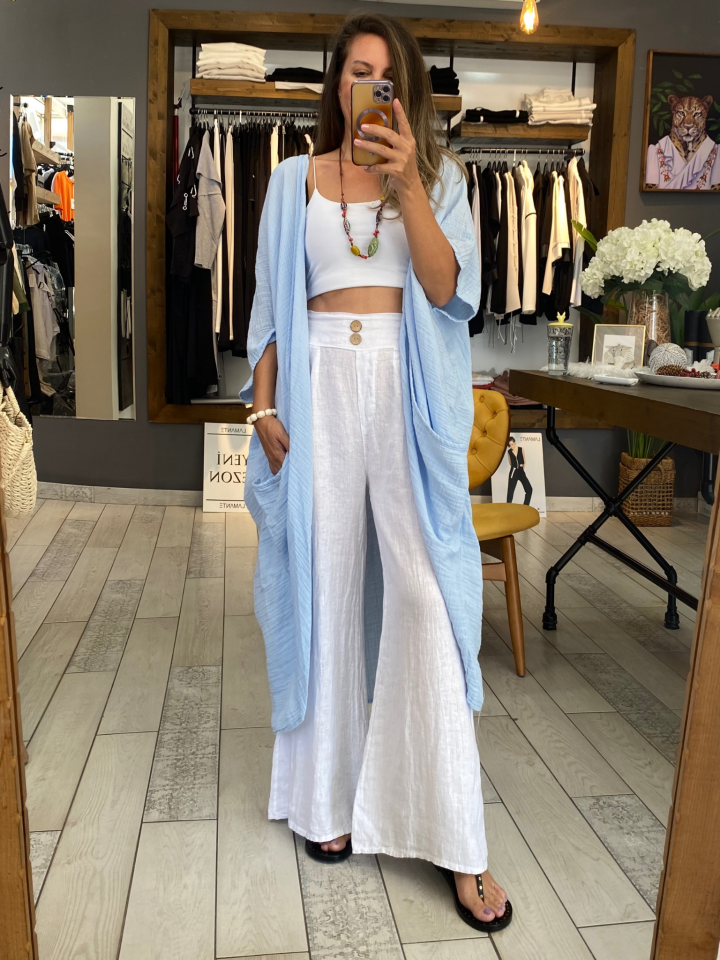Salaş Müslin Kimono ( Mavi )