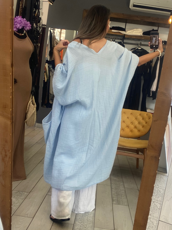 Salaş Müslin Kimono ( Mavi )
