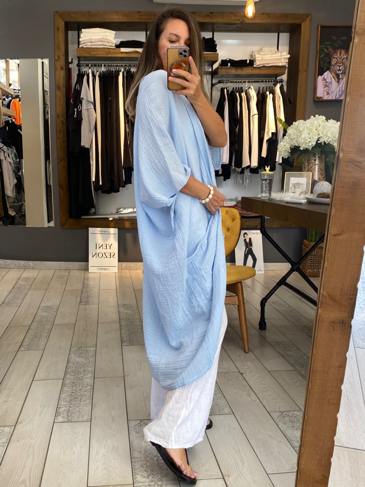 Salaş Müslin Kimono ( Mavi )