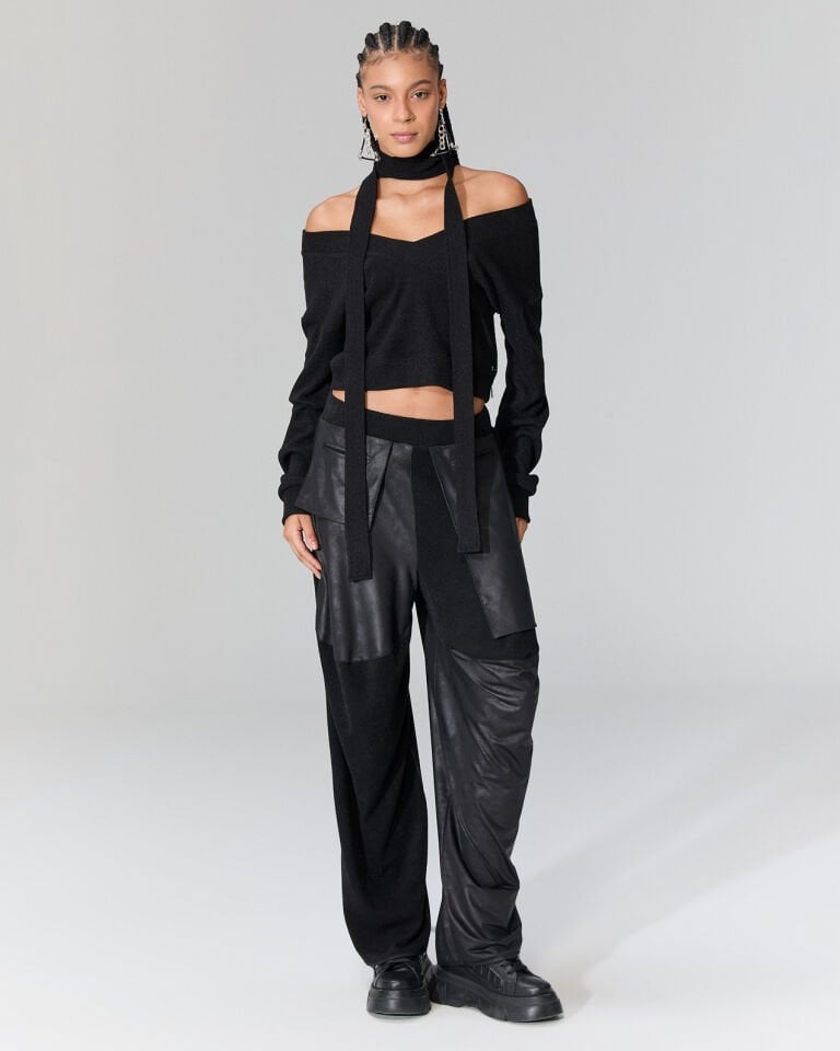 Dayne Fularlı Triko Bluz (siyah)