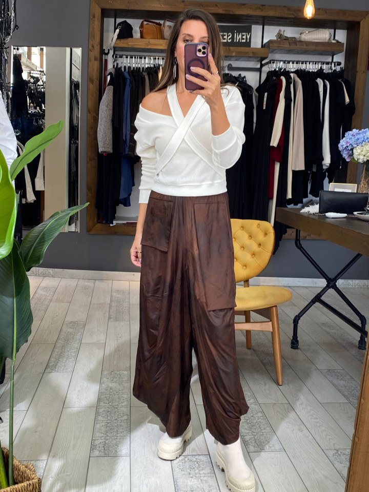 Dayne Fularlı Triko Bluz (beyaz)