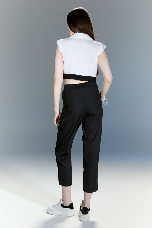 Arias Siyah Kemerli Kısa Gömlek  (beyaz)