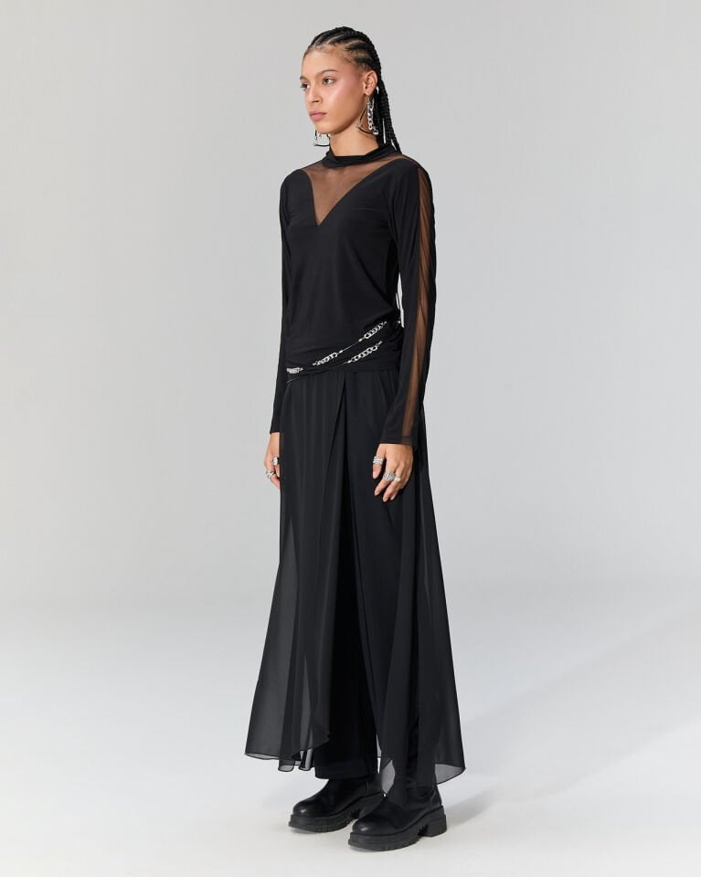 Tül Detaylı Bluz (siyah)