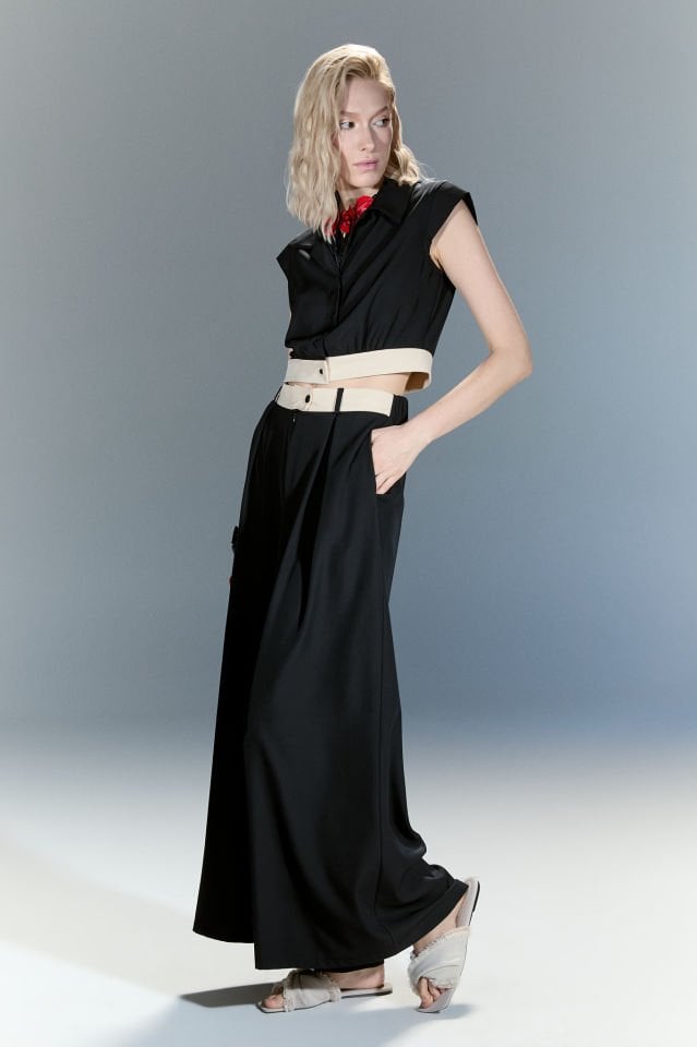 Arias Bej Kemerli Kısa Gömlek (siyah)