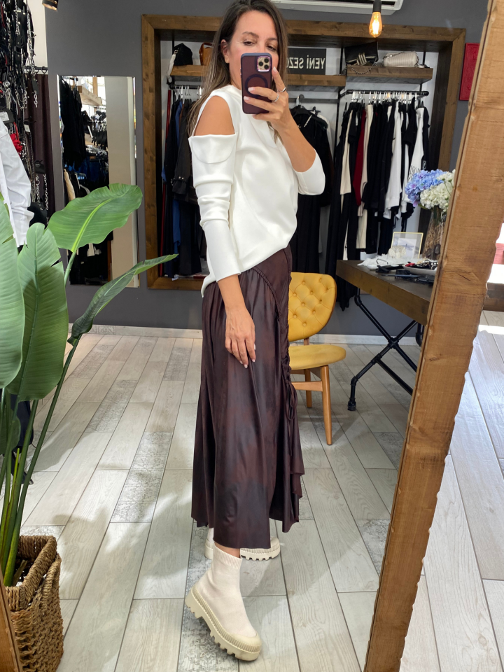 Carla Büzgülü Etek (kahve)