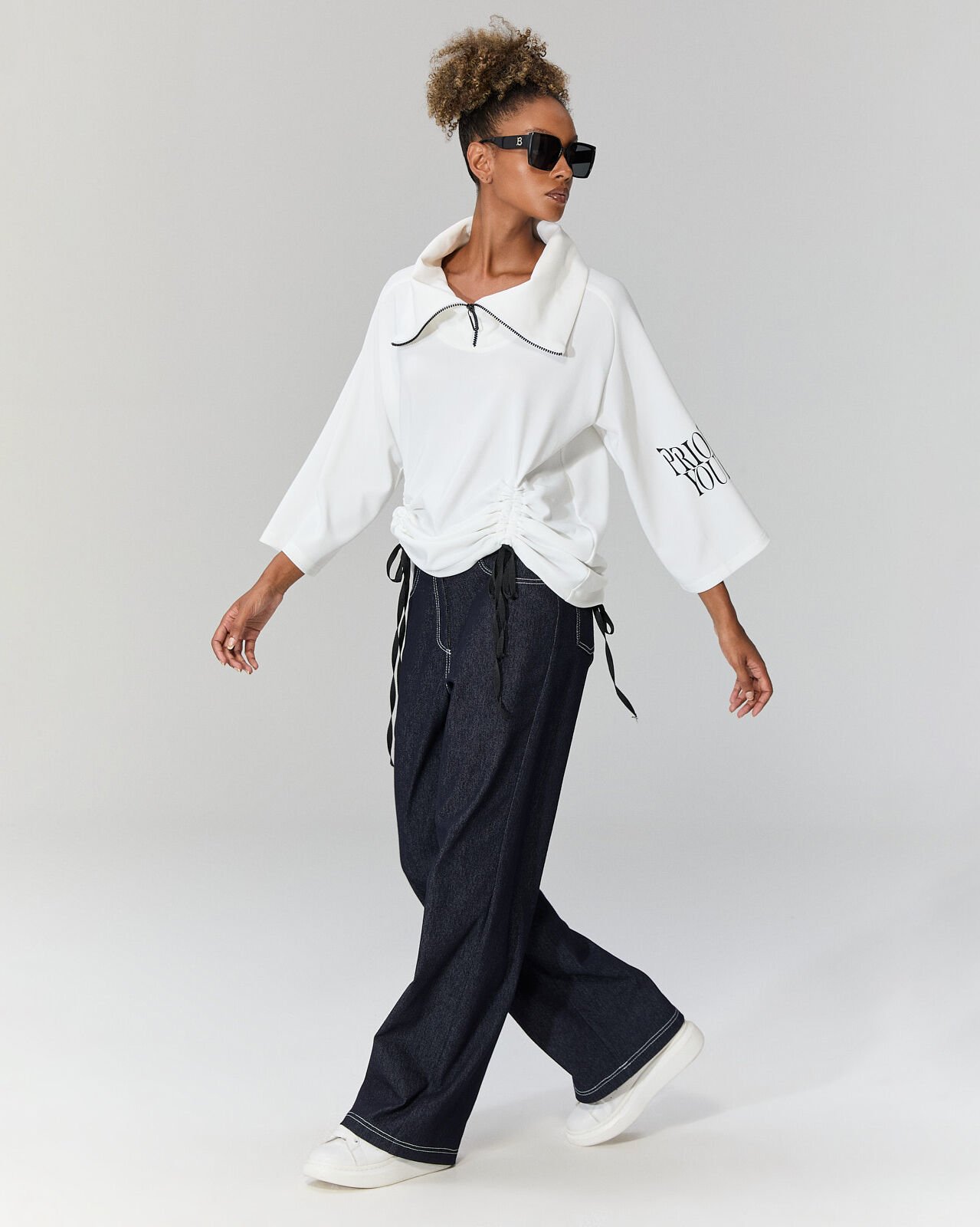 Nesto Büzgü Detaylı Bluz (beyaz)