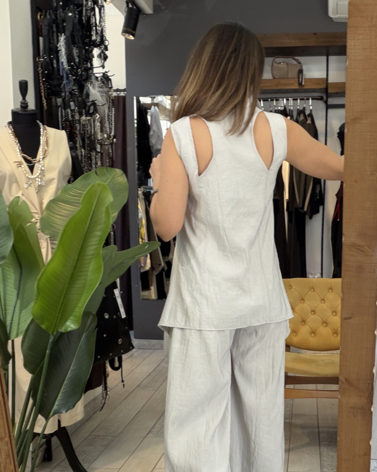 Blake Sırt Detaylı  Bluz (gümüş)