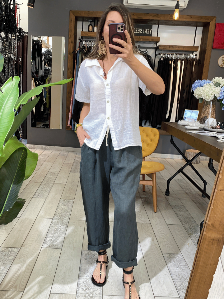 Elek Keten Gömlek (beyaz)(Kopya)