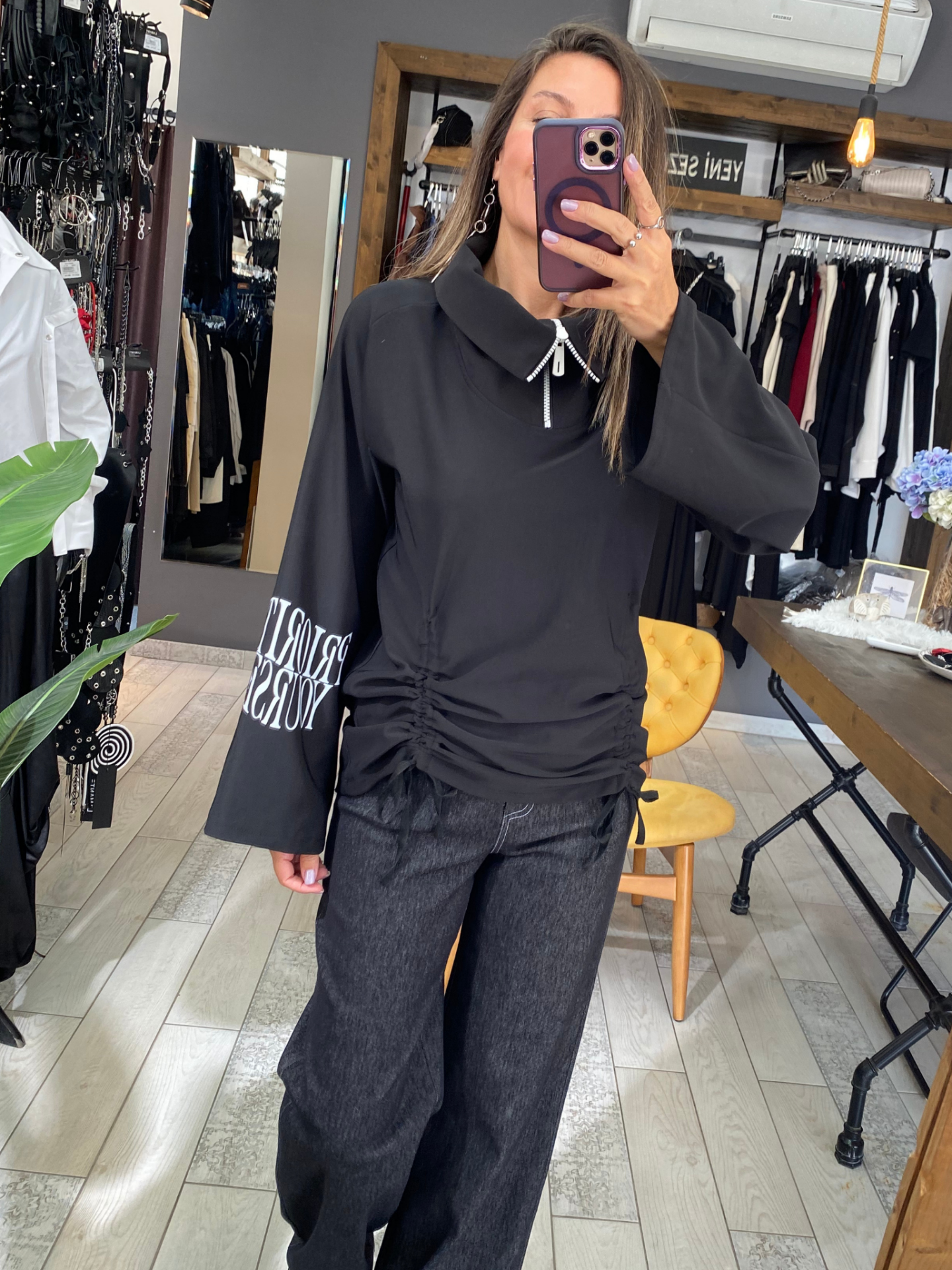 Nesto Büzgü Detaylı Bluz (siyah)