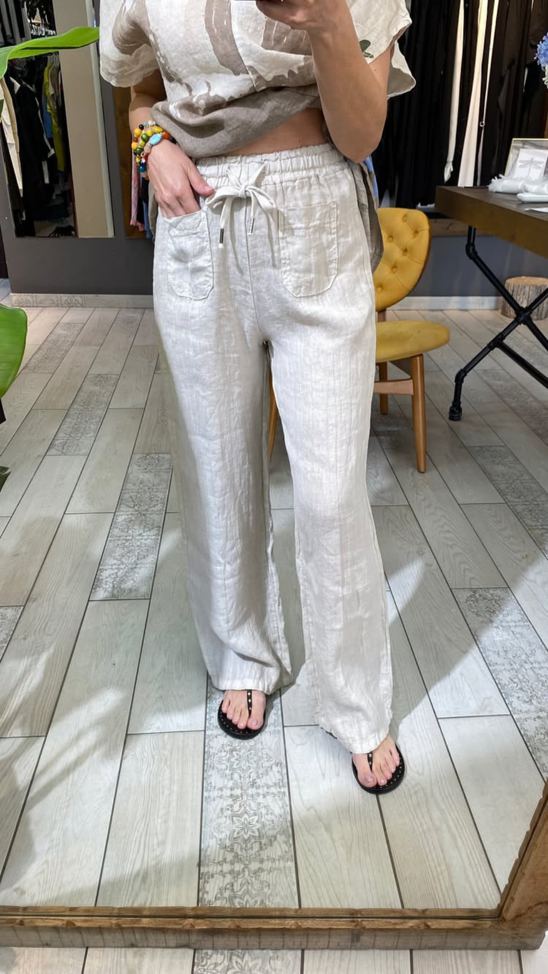 Cepli Keten Pantolon ( bej)