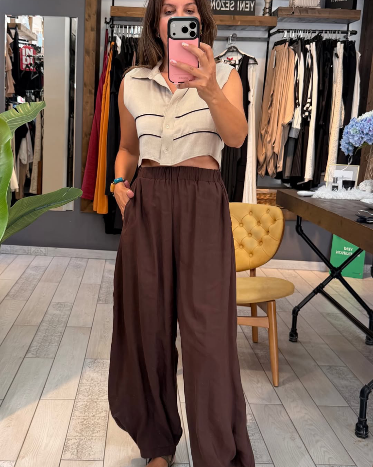 Anesta Liyosel Crop Gömlek (bej)