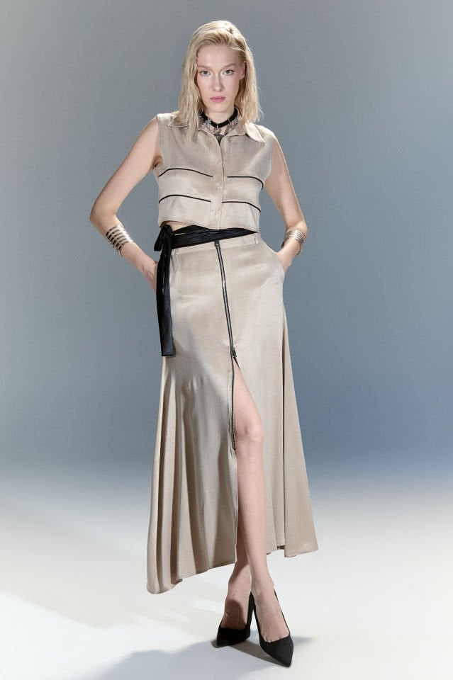 Anesta Liyosel Crop Gömlek (bej)