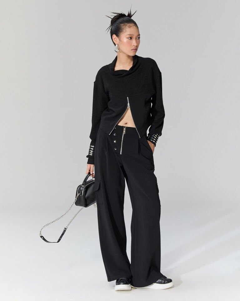 Lily Fermuarlı Bluz (siyah)