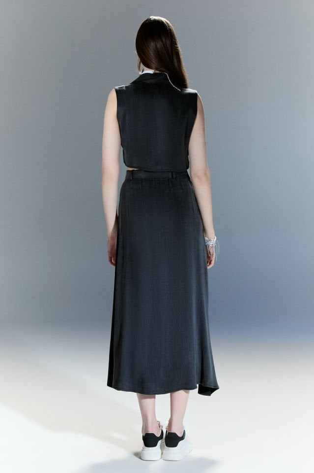 Saanvi Önü Fermuarlı Etek (siyah)