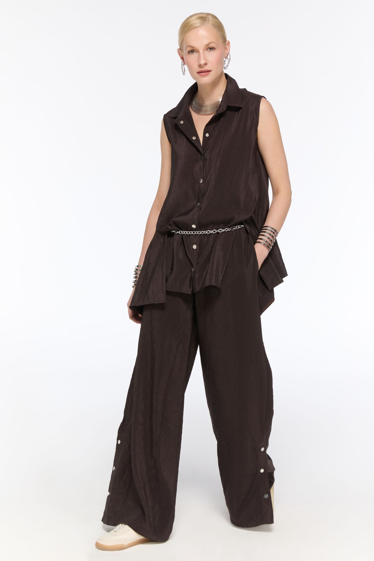 Blake Paçası Çıtçıtlı Pantolon (kahverengi)