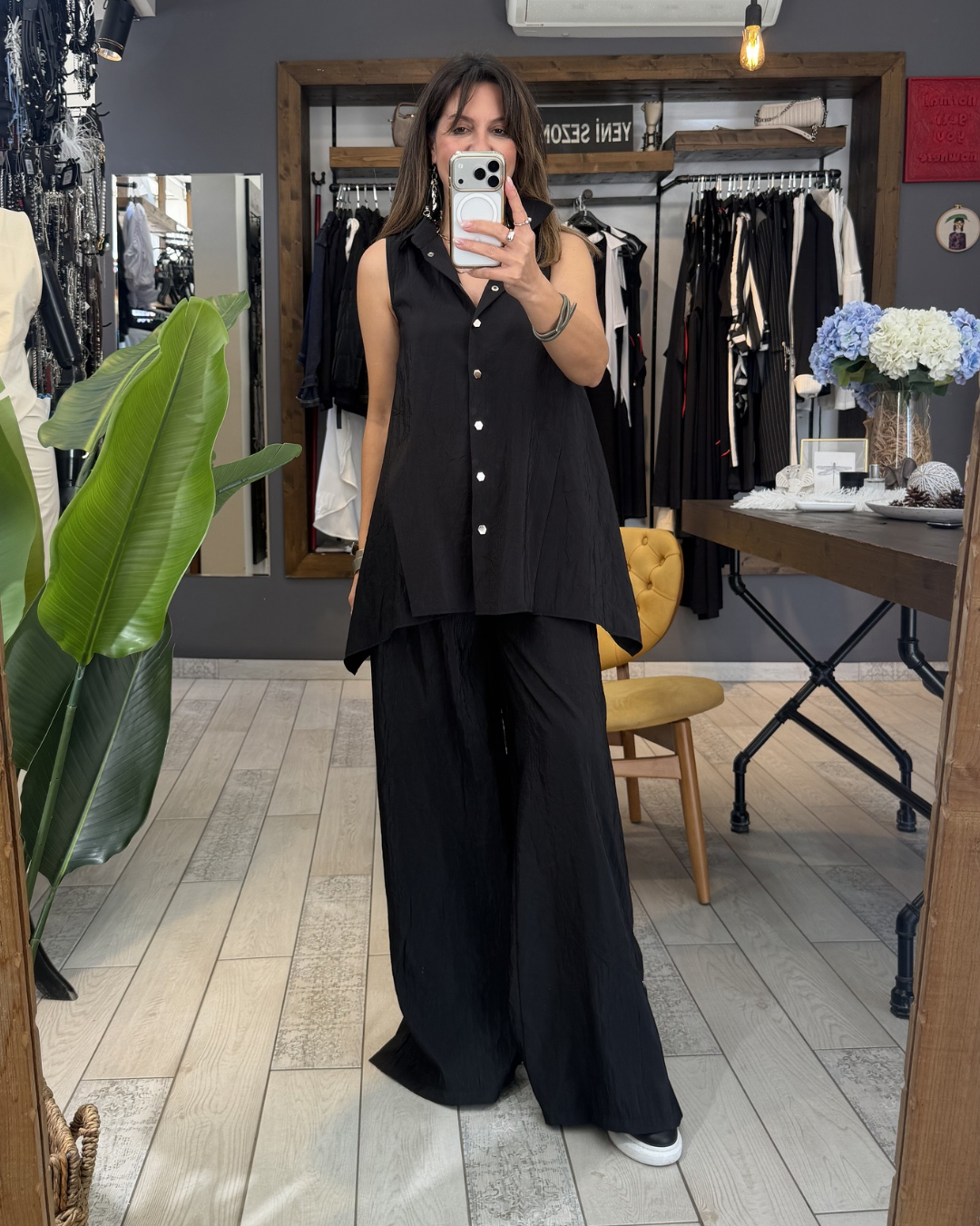 Blake Paçası Çıtçıtlı Pantolon (siyah)